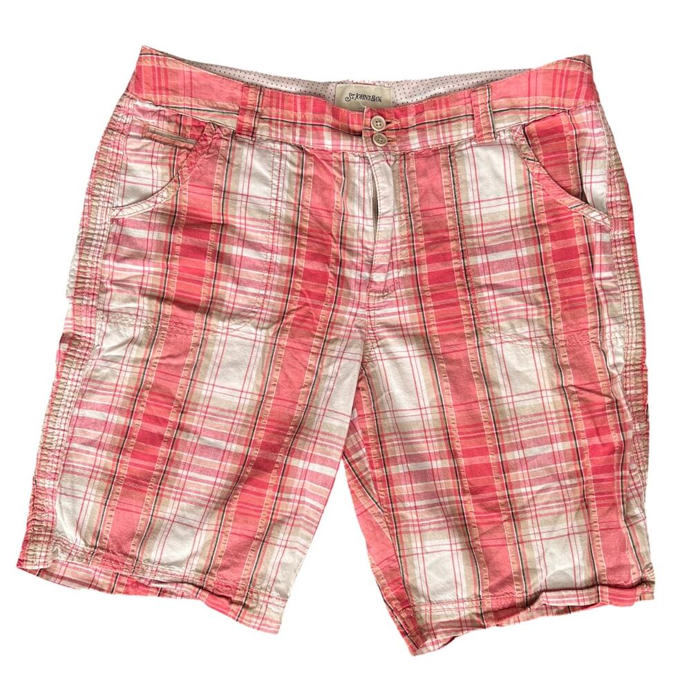 St John's Bay Peach/Pink Checkered Shorts, US12